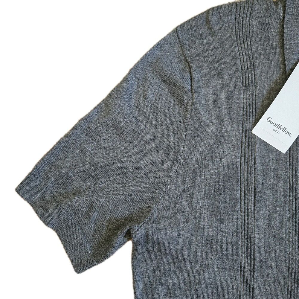 Goodfellow & Co Gray Knit Button Cardigan Sweater Short Sleeve Collared S NWT - Picture 5 of 9
